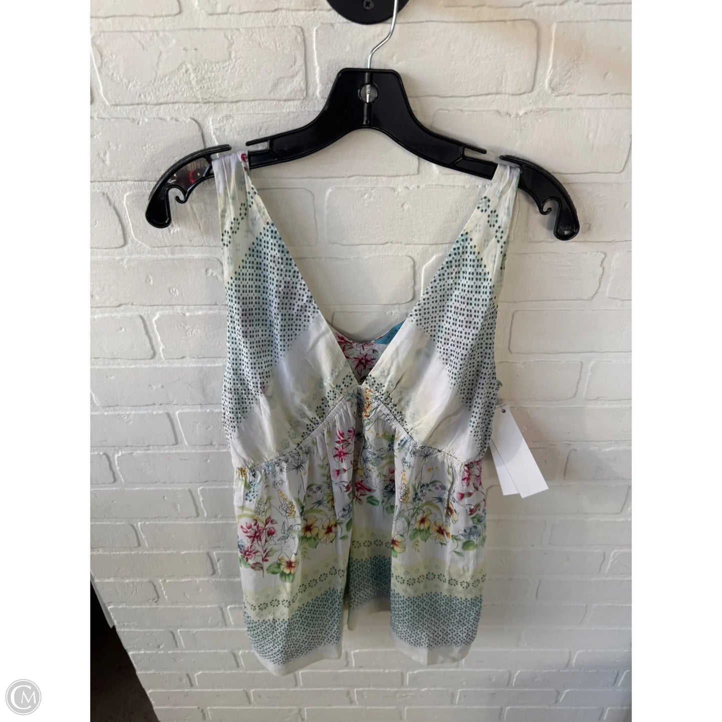Top Sleeveless Designer By Johnny Was In Cream & Green, Size: S