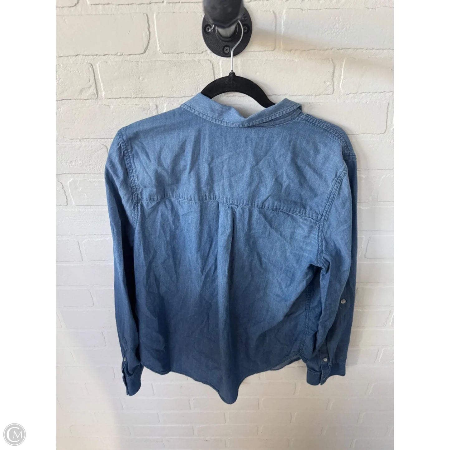 Top Long Sleeve By Caslon In Blue Denim, Size: M