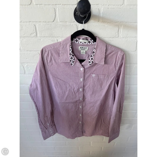 Top Long Sleeve By Ariat In Red & White, Size: L