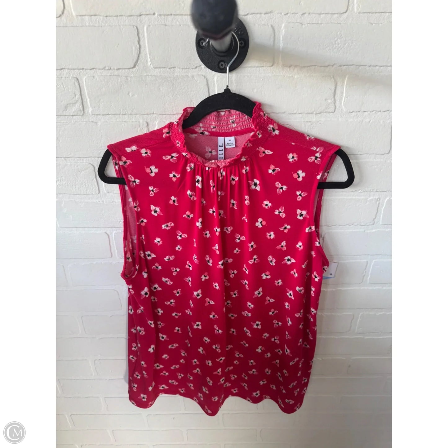 Blouse Sleeveless By Elle In Pink & White, Size: M