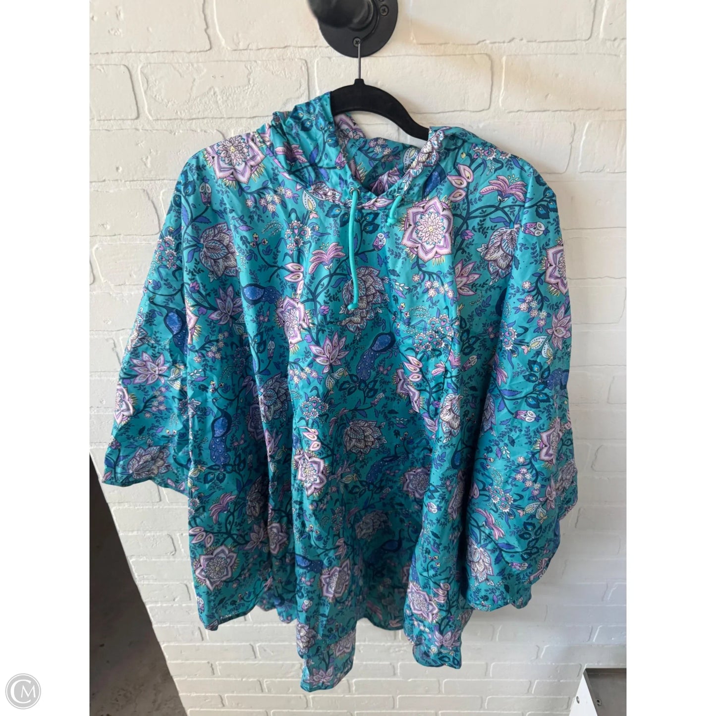 Poncho By Vera Bradley In Blue & Pink, Size: Osfm