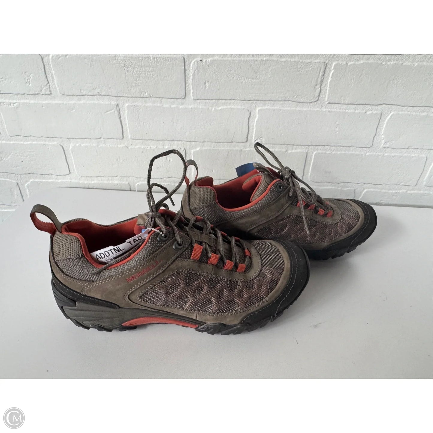 Shoes Hiking By Merrell In Brown & Orange, Size: 7.5