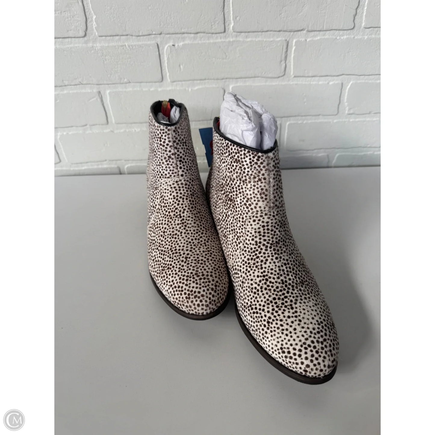 Boots Ankle Heels By Boden In Brown & Cream, Size: 11