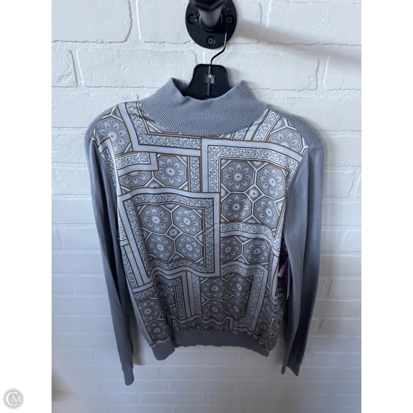 Top Long Sleeve By Ann Taylor In Grey & Tan, Size: M