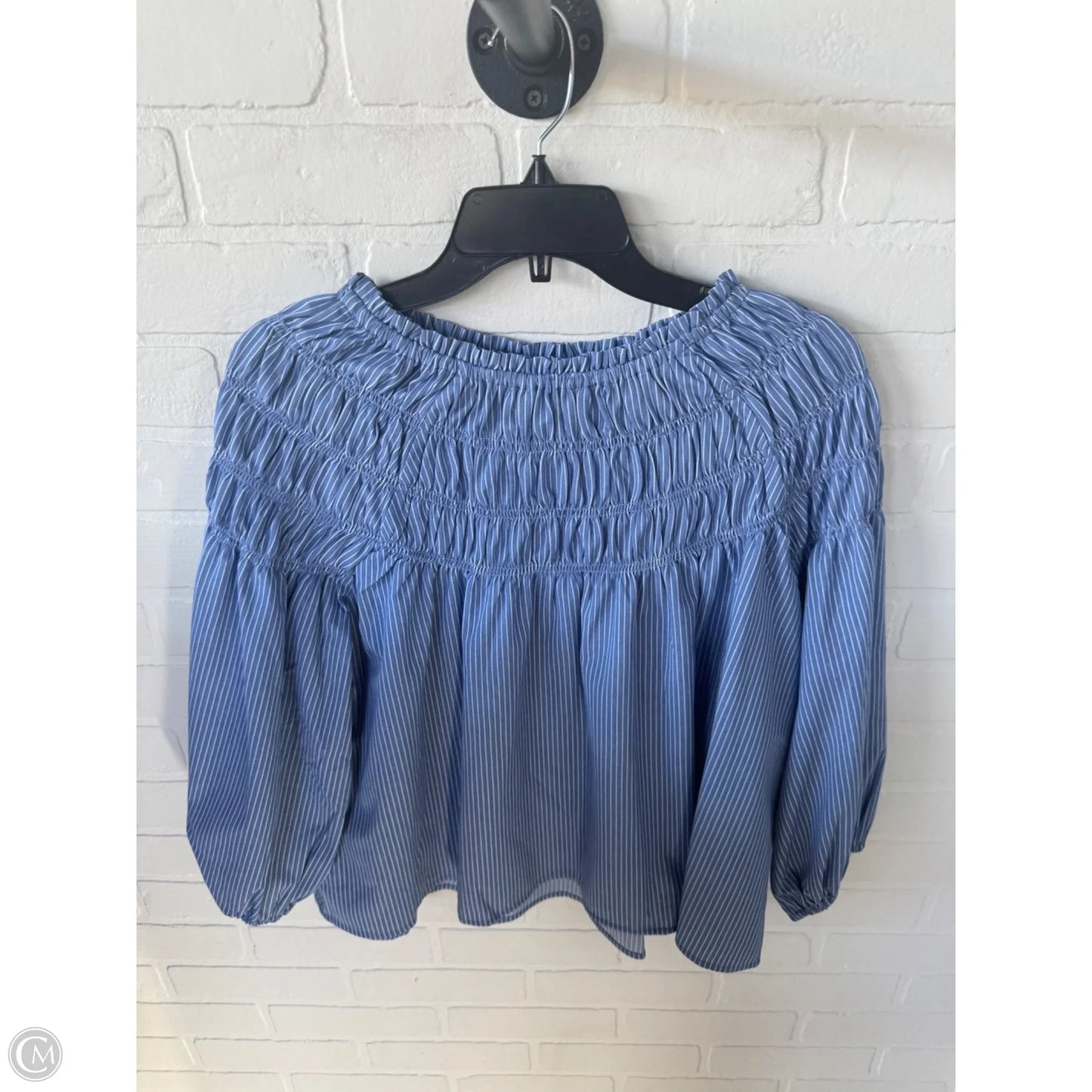 Top 3/4 Sleeve By Ann Taylor In Blue & White, Size: M