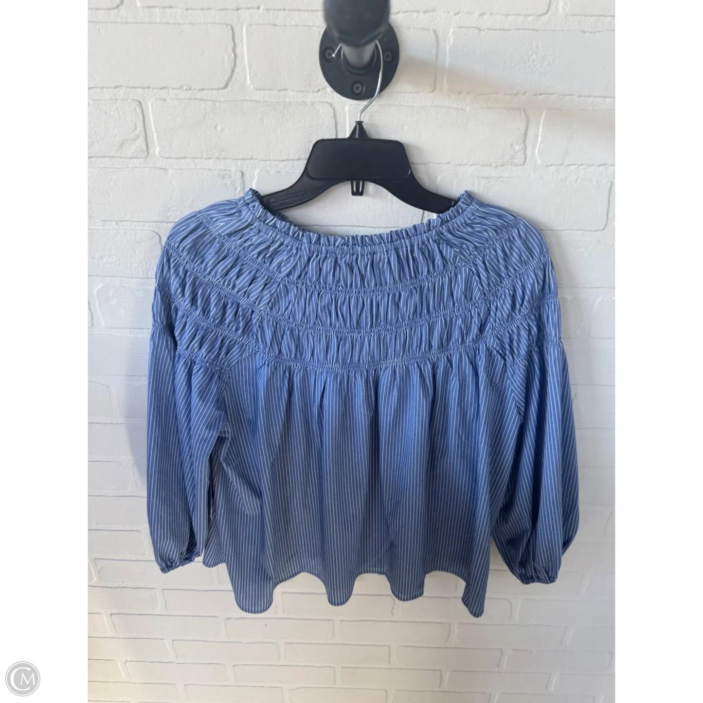 Top 3/4 Sleeve By Ann Taylor In Blue & White, Size: M