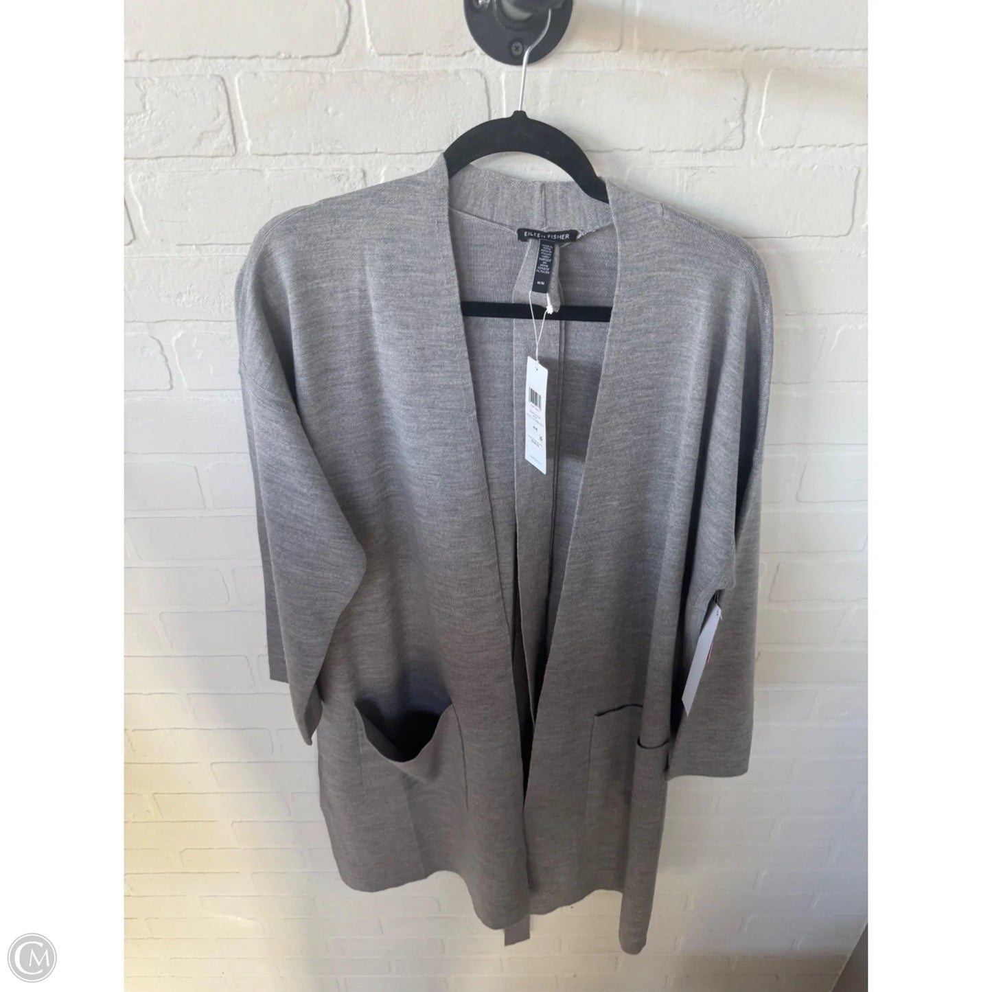 Sweater Cardigan By Eileen Fisher In Grey, Size: M