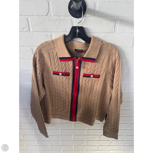 Sweater Cardigan By Talbots In Brown & Red, Size: L