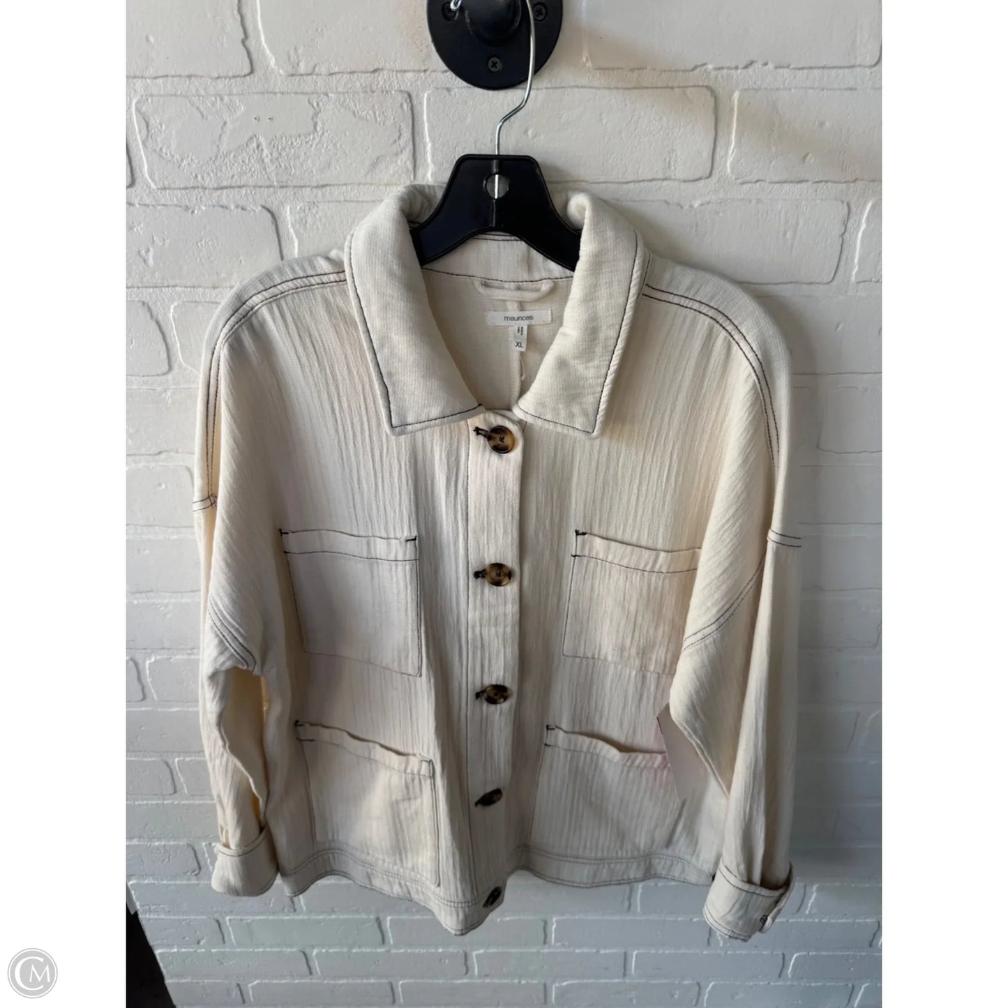 Jacket Shirt By Maurices In Cream, Size: Xl