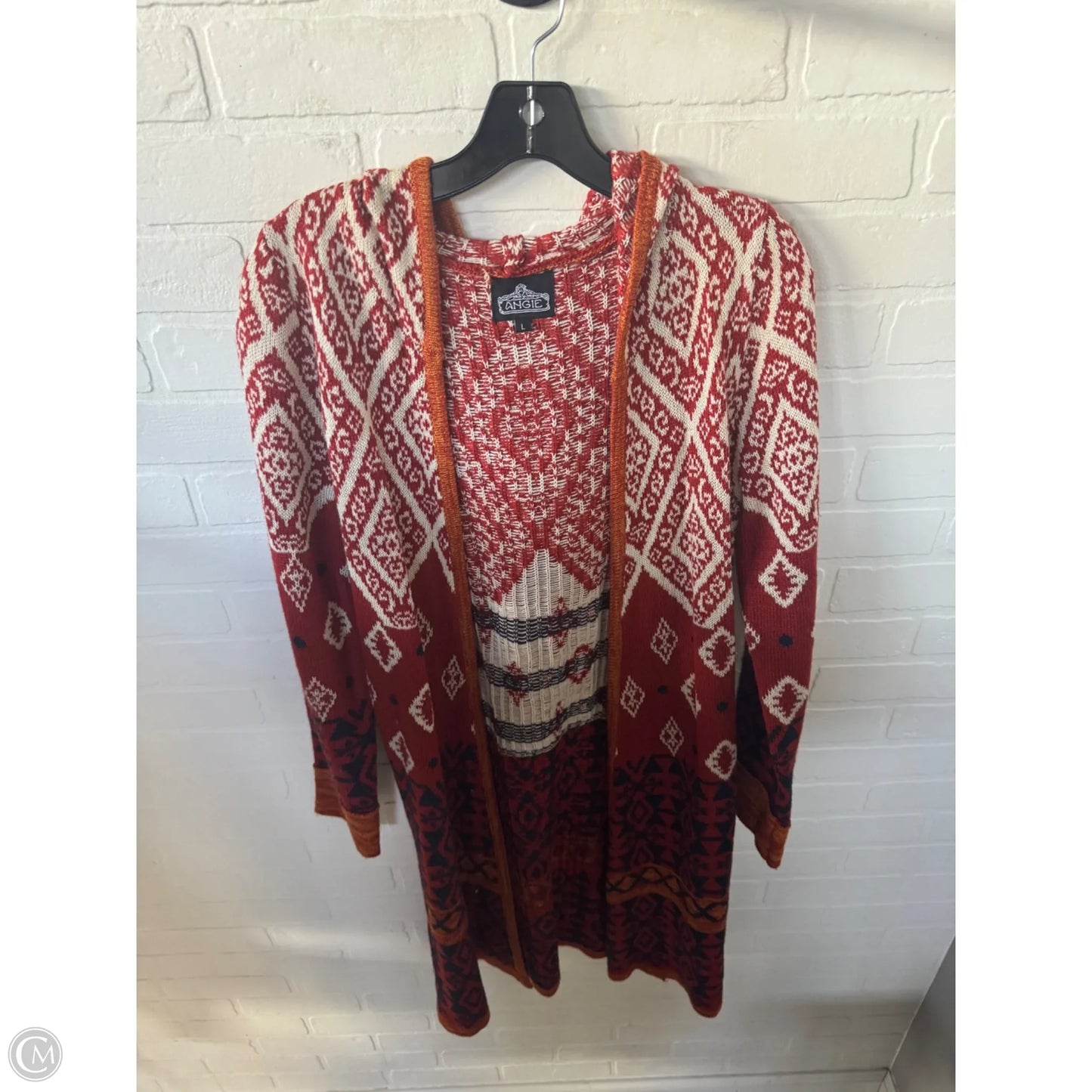 Sweater Cardigan By Angie In Blue & Orange, Size: L