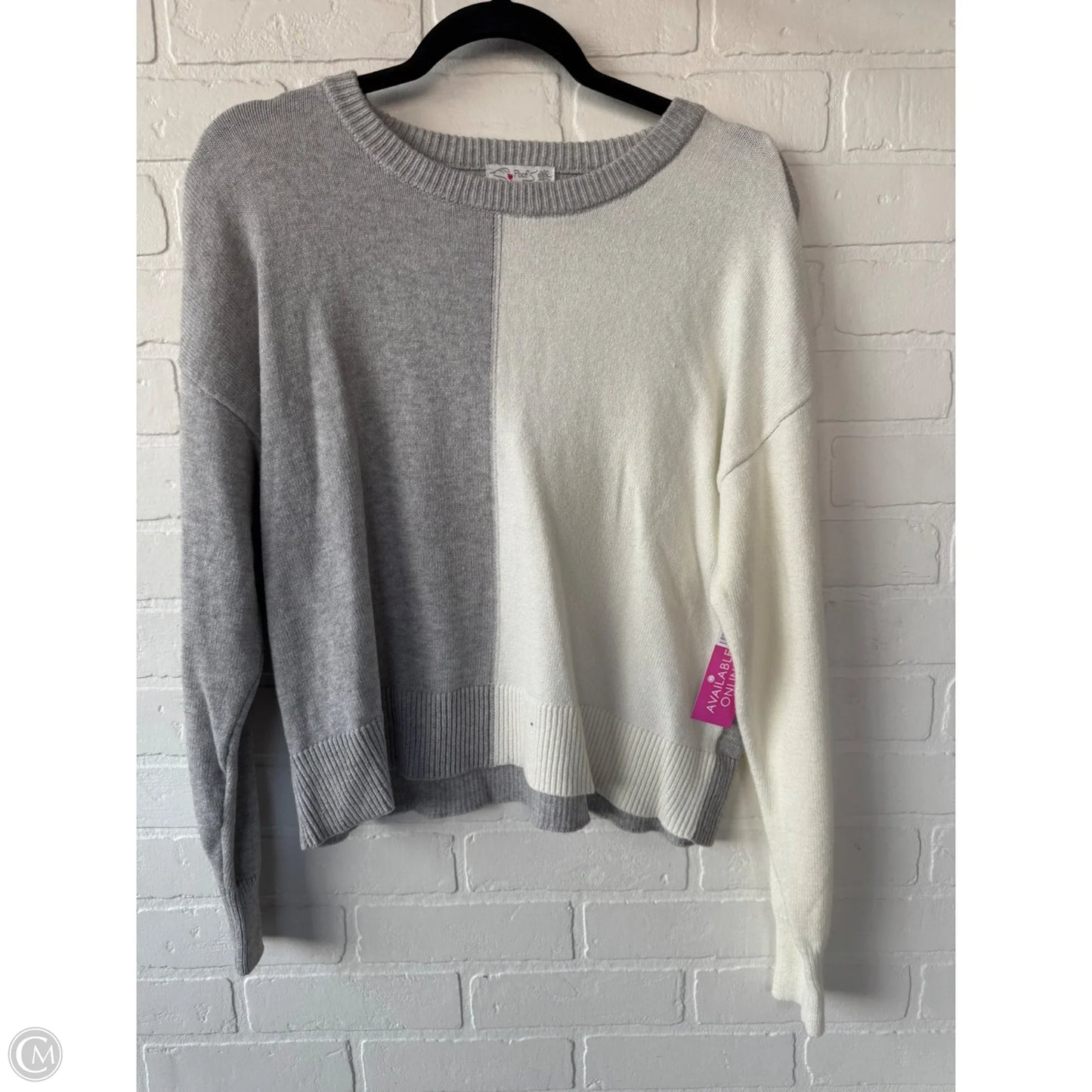 Sweater By Poof In Cream & Grey, Size: L