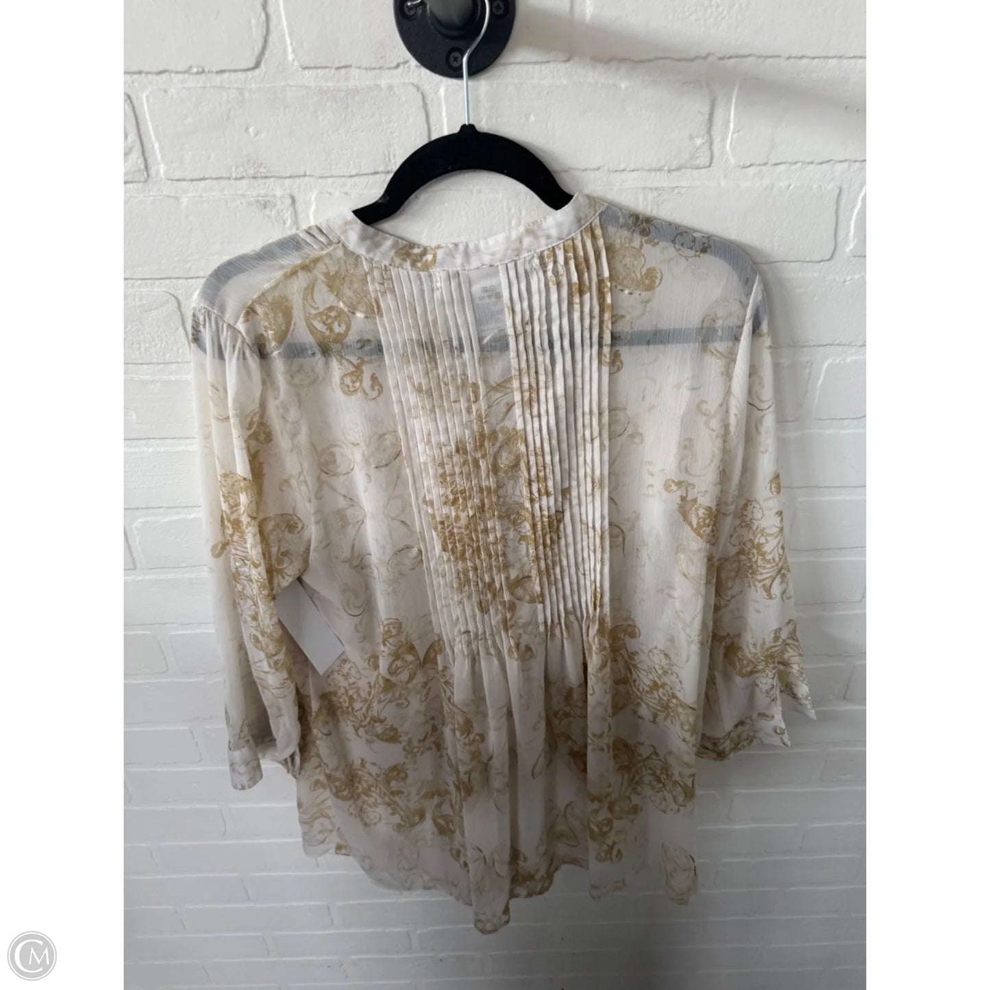 Tunic Long Sleeve By American Rag In Gold & White, Size: M