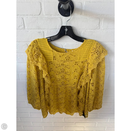 Top 3/4 Sleeve By Anthropologie In Yellow, Size: S