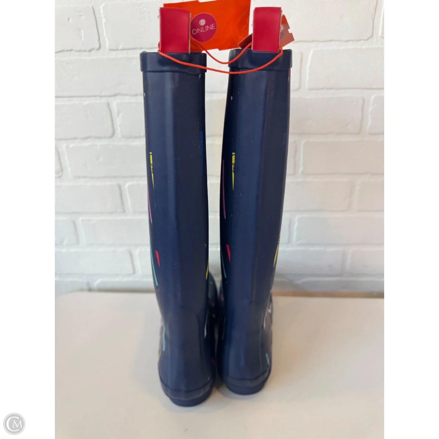 Boots Rain By Anthropologie In Blue & Pink, Size: 8