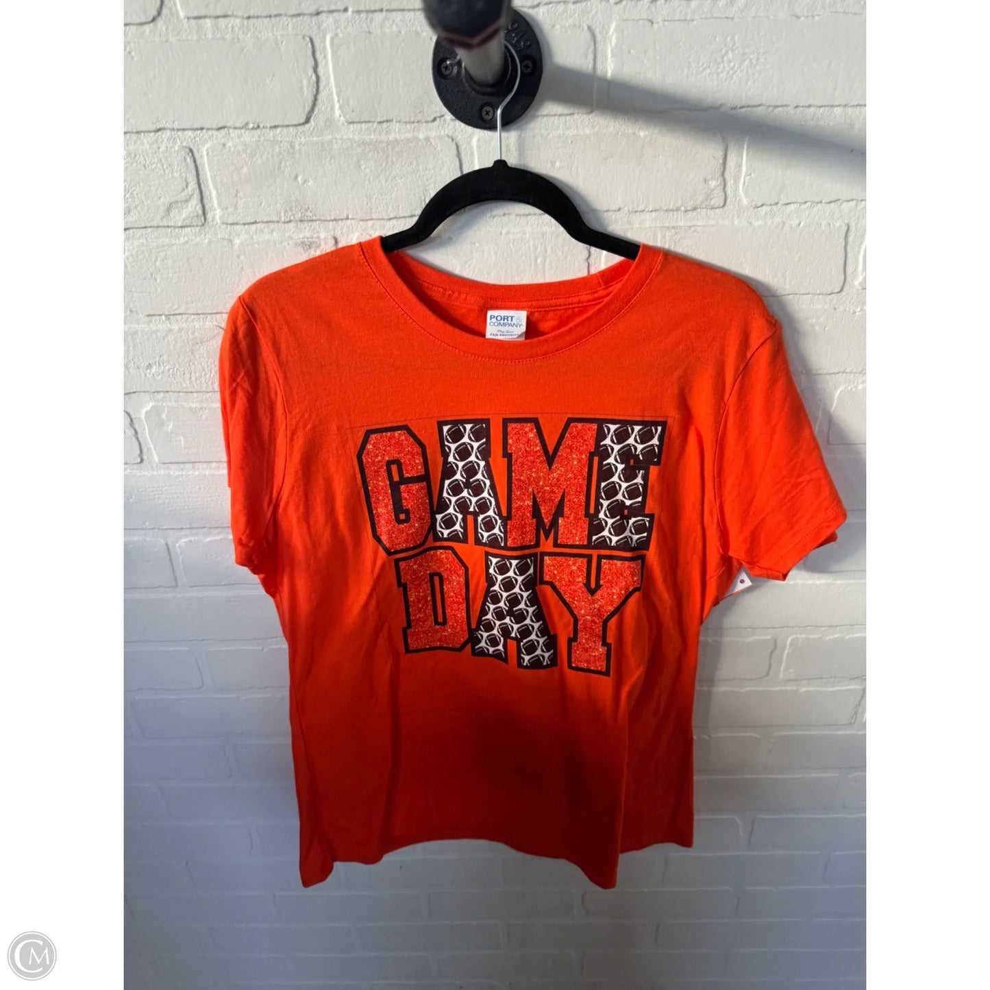 Top Short Sleeve Basic By Port & Company In Orange & White, Size: L