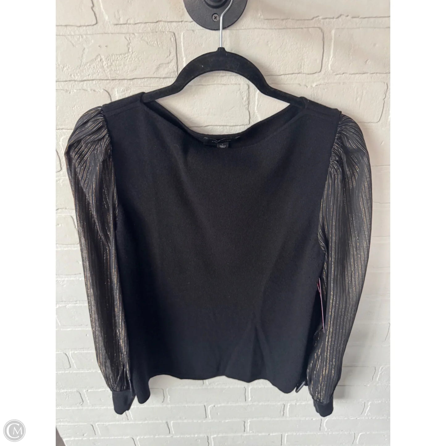 Sweater By Ann Taylor In Black & Gold, Size: L