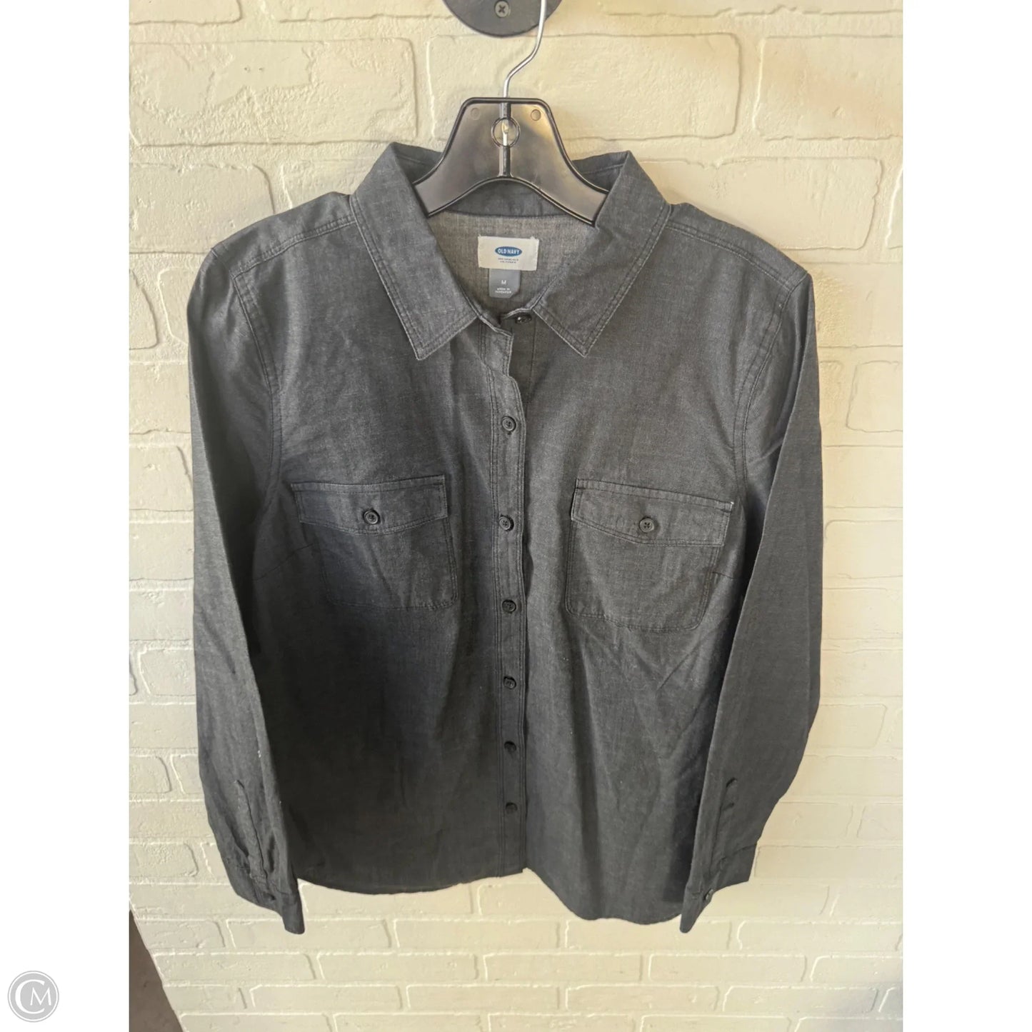 Blouse Long Sleeve By Old Navy In Black, Size: M