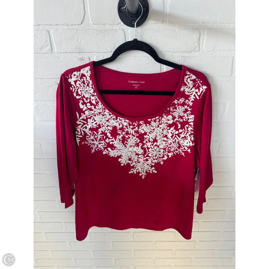 Top 3/4 Sleeve By Coldwater Creek In Red & White, Size: 1x