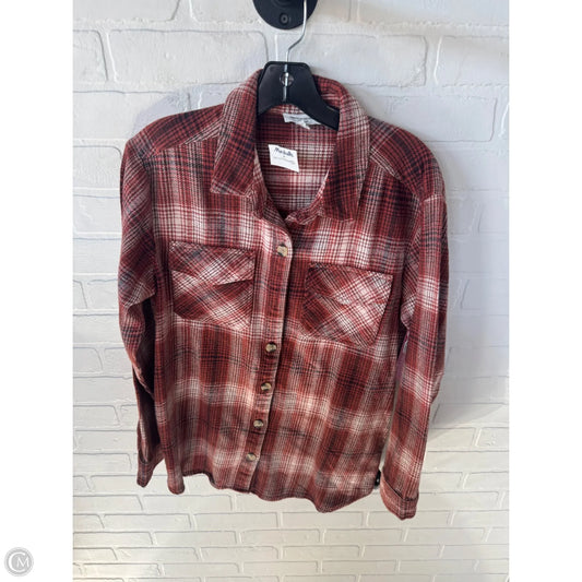 Jacket Shirt By Beachlunchlounge In Brown & White, Size: S