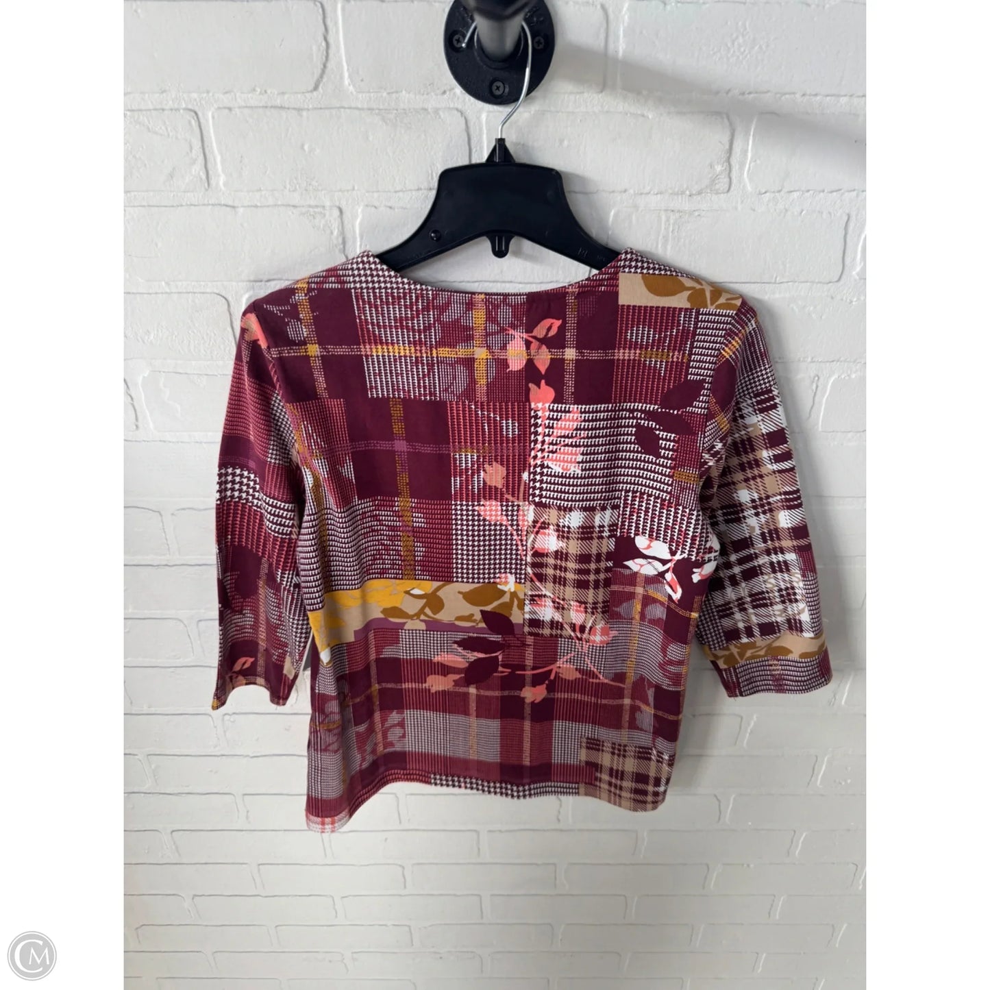 Top 3/4 Sleeve By Christopher And Banks In Red & Tan, Size: Sp