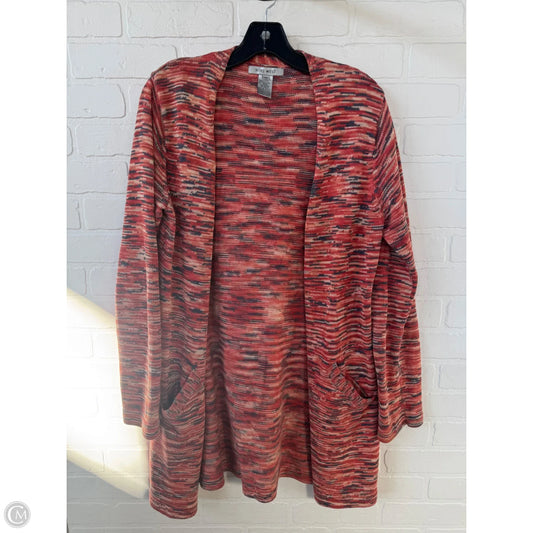 Sweater Cardigan By Nine West In Orange & Tan, Size: M