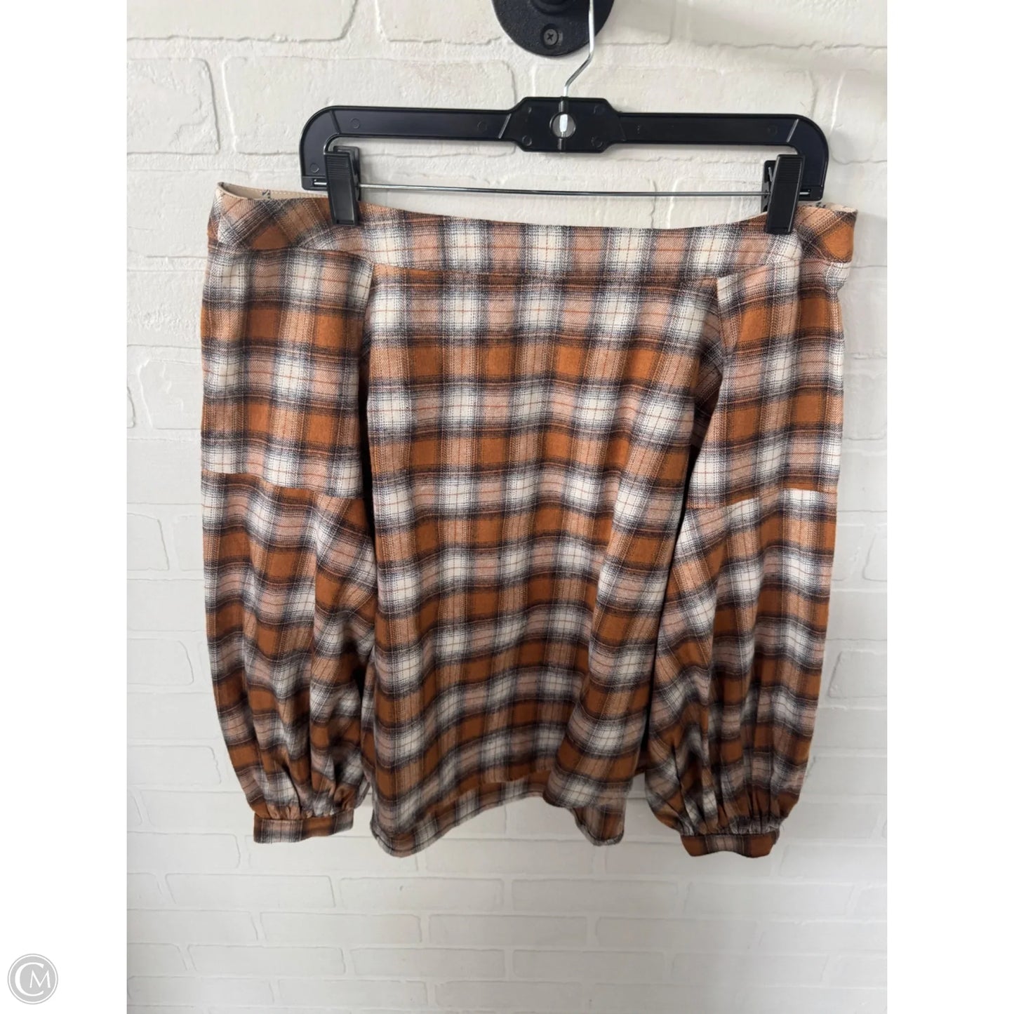 Top Long Sleeve By Mystree In Brown & Cream, Size: S