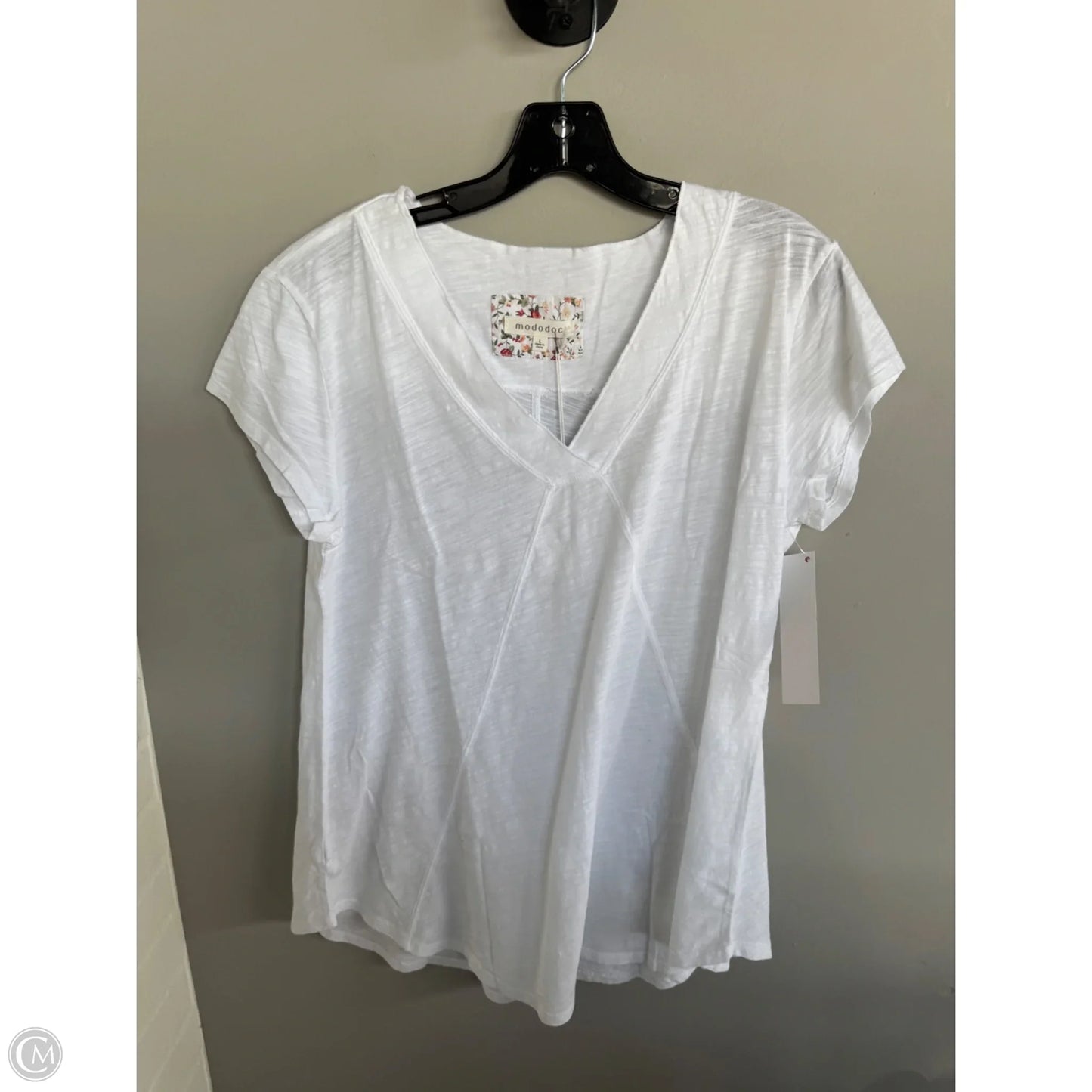 Top Short Sleeve By Modadoc In White, Size: L