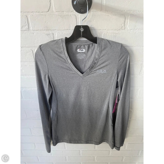 Athletic Top Long Sleeve Crewneck By Fila In Grey, Size: Xs