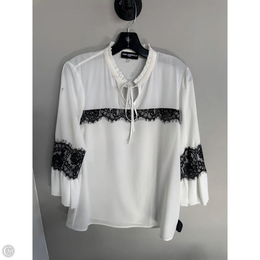 Top 3/4 Sleeve Designer By Karl Lagerfeld In Black & White, Size: S