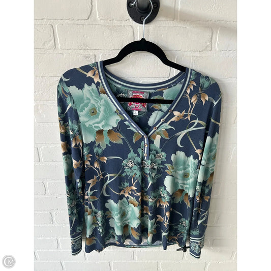 Top Long Sleeve Designer By Johnny Was In Blue & Green, Size: S