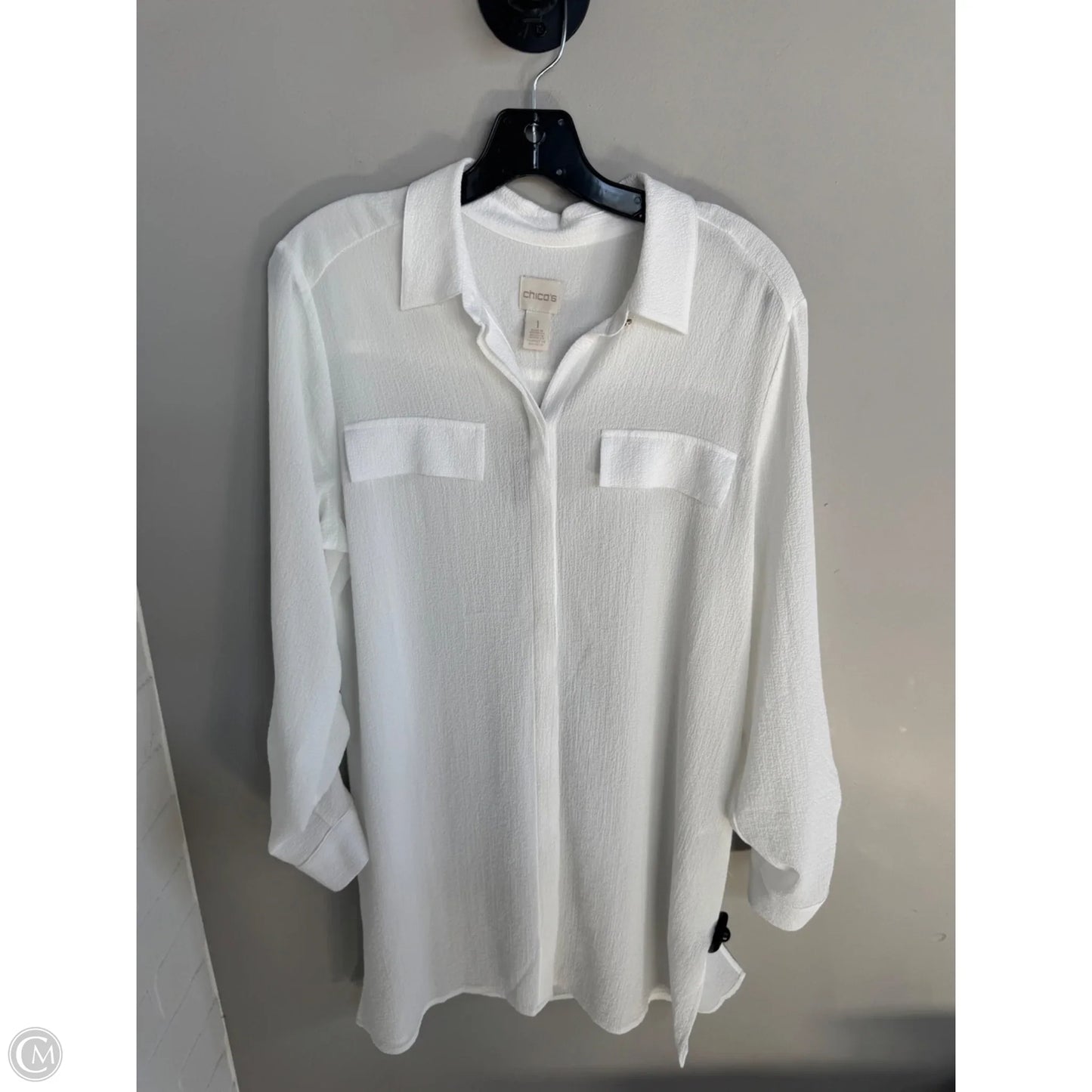 Tunic Long Sleeve By Chicos In White, Size: M
