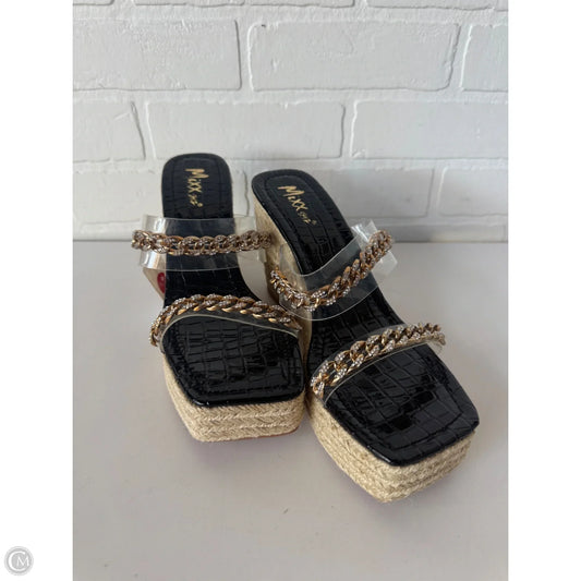 Sandals Heels Wedge By Cme In Black & Gold, Size: 10