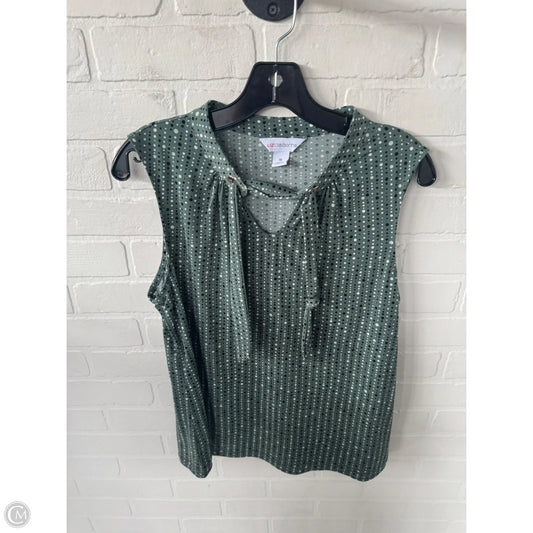Blouse Sleeveless By Liz Claiborne In Green & White, Size: M