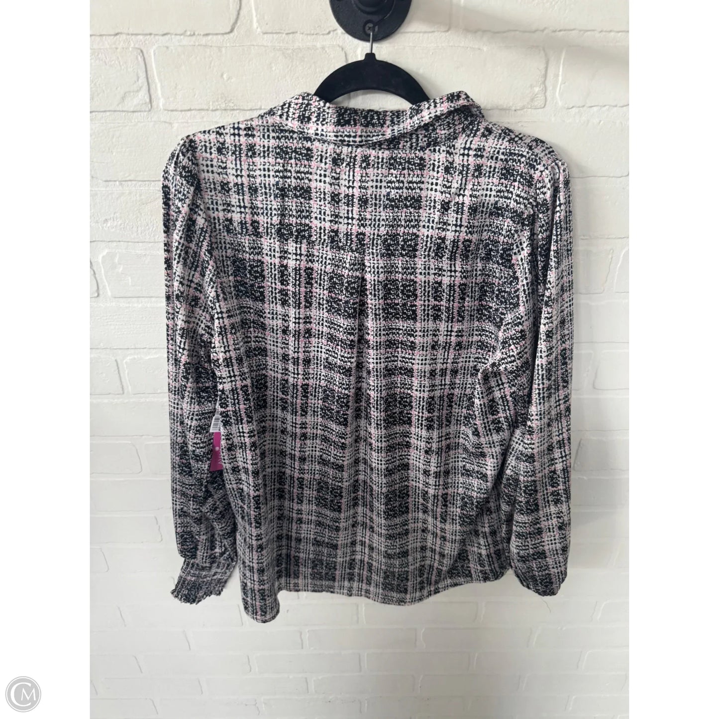 Blouse Long Sleeve By Tahari In Black & White, Size: L