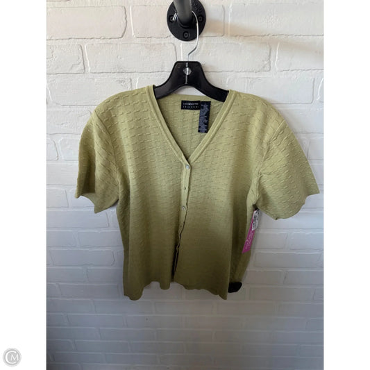 Sweater Cardigan By Liz Claiborne In Chartreuse, Size: L