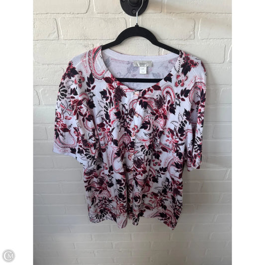 Sweater Short Sleeve By Cj Banks In Blue & Red & White, Size: 2x