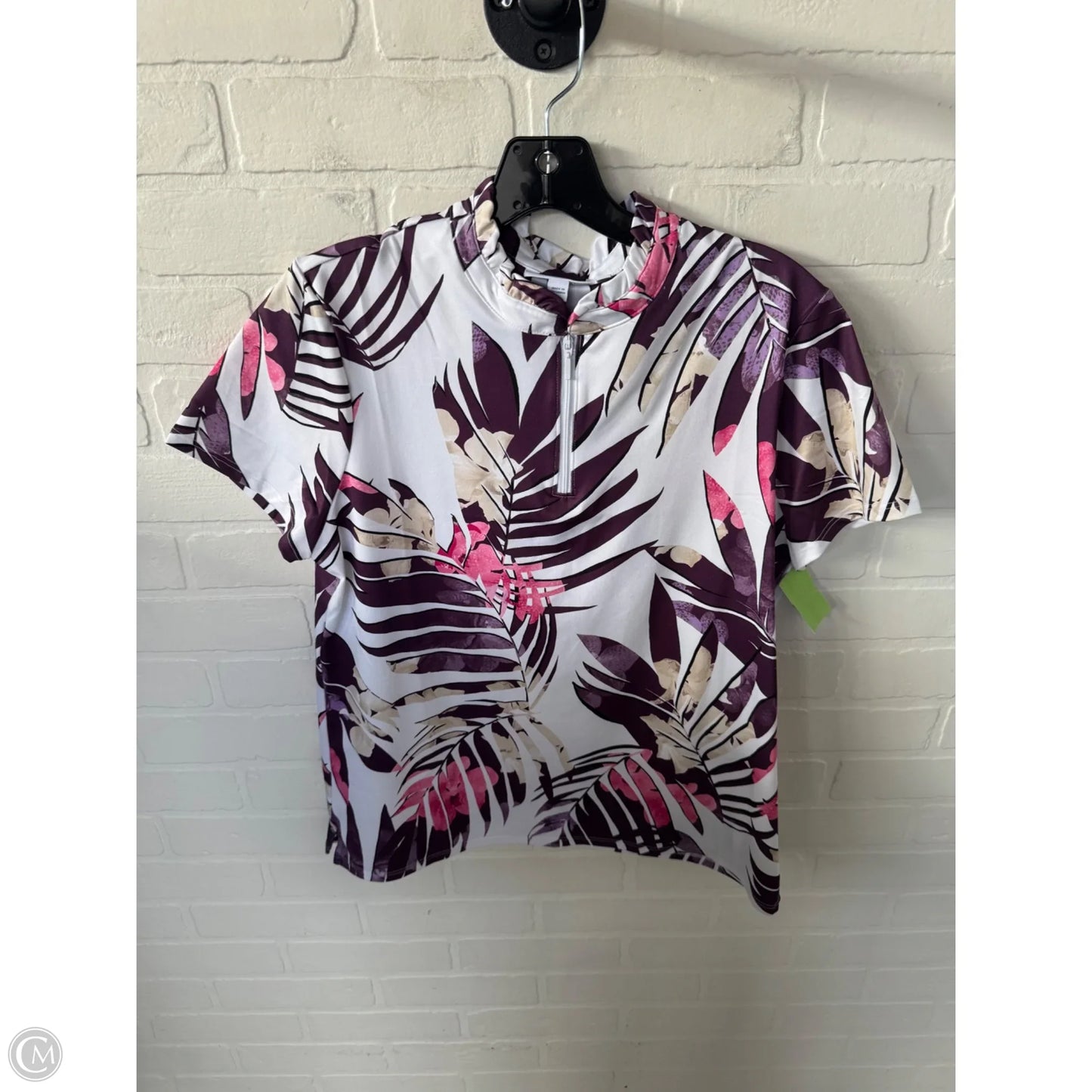 Athletic Top Short Sleeve By Chicos In Purple & White, Size: M
