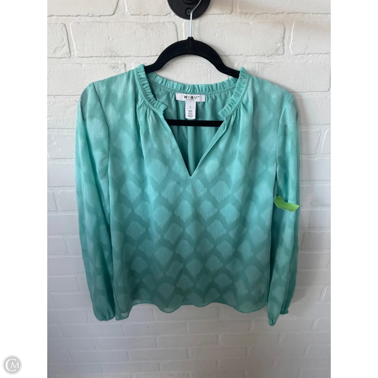Blouse Long Sleeve By White House Black Market In Green, Size: S