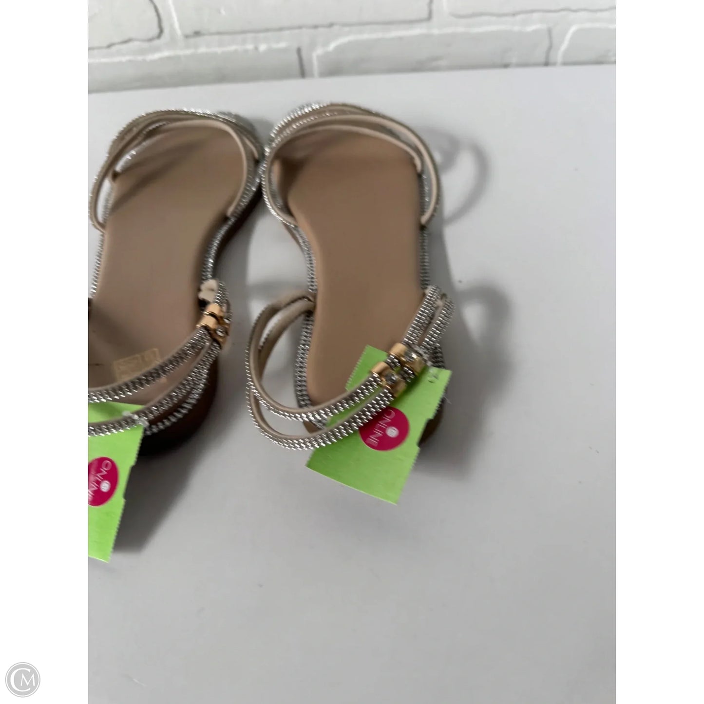 Sandals Flats By Cme In Silver & Tan, Size: 7.5