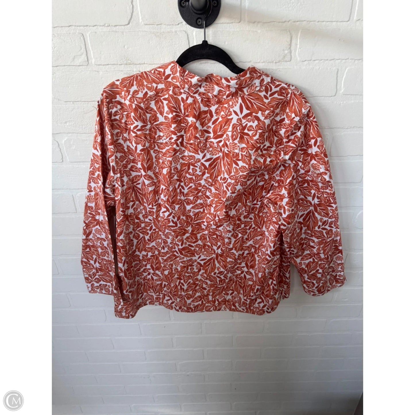 Top 3/4 Sleeve By Croft And Barrow In Orange & White, Size: Xlp