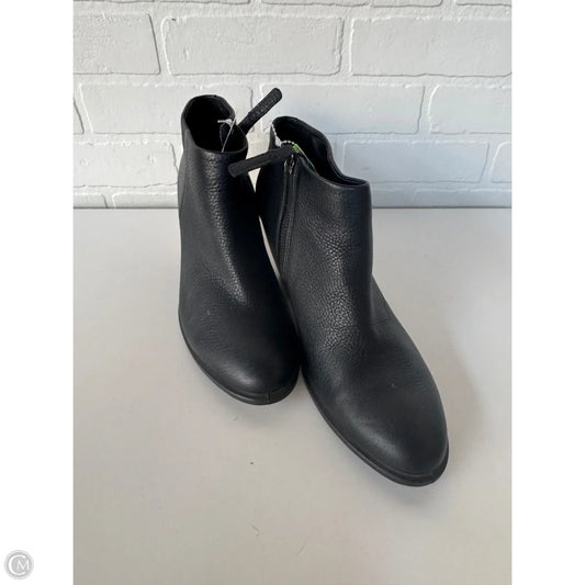 Boots Ankle Heels By Ecco In Black & Brown, Size: 11.5