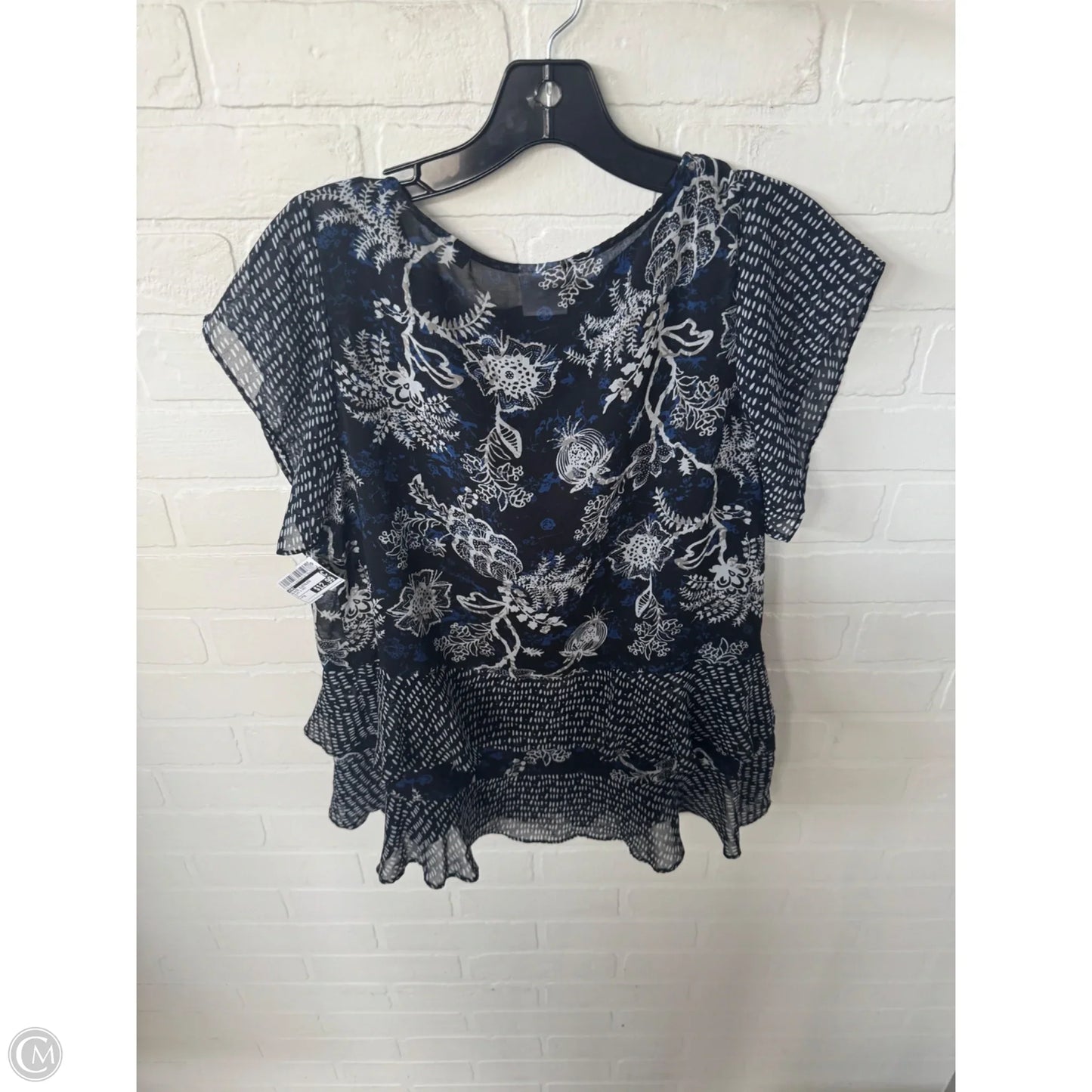 Blouse Sleeveless By Cabi In Black & Grey, Size: M