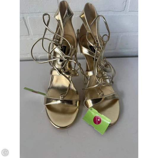 Sandals Heels Stiletto By Nine West In Gold, Size: 8