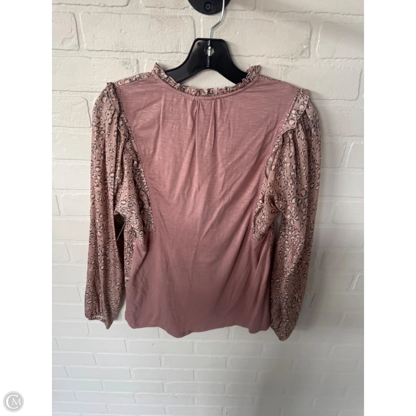Top Long Sleeve By Dolan Left Coast In Grey & Pink, Size: Xs