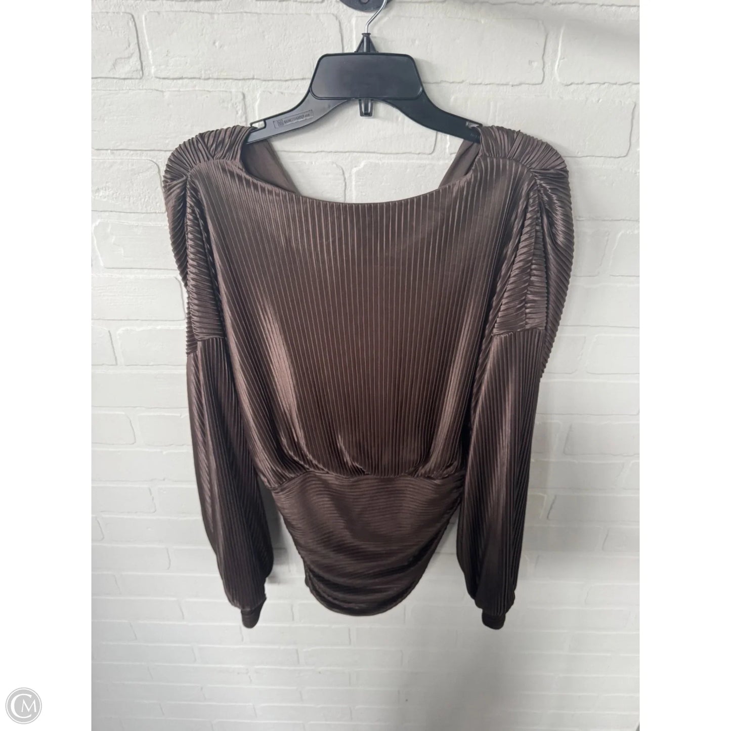 Blouse Long Sleeve By Express In Brown, Size: M