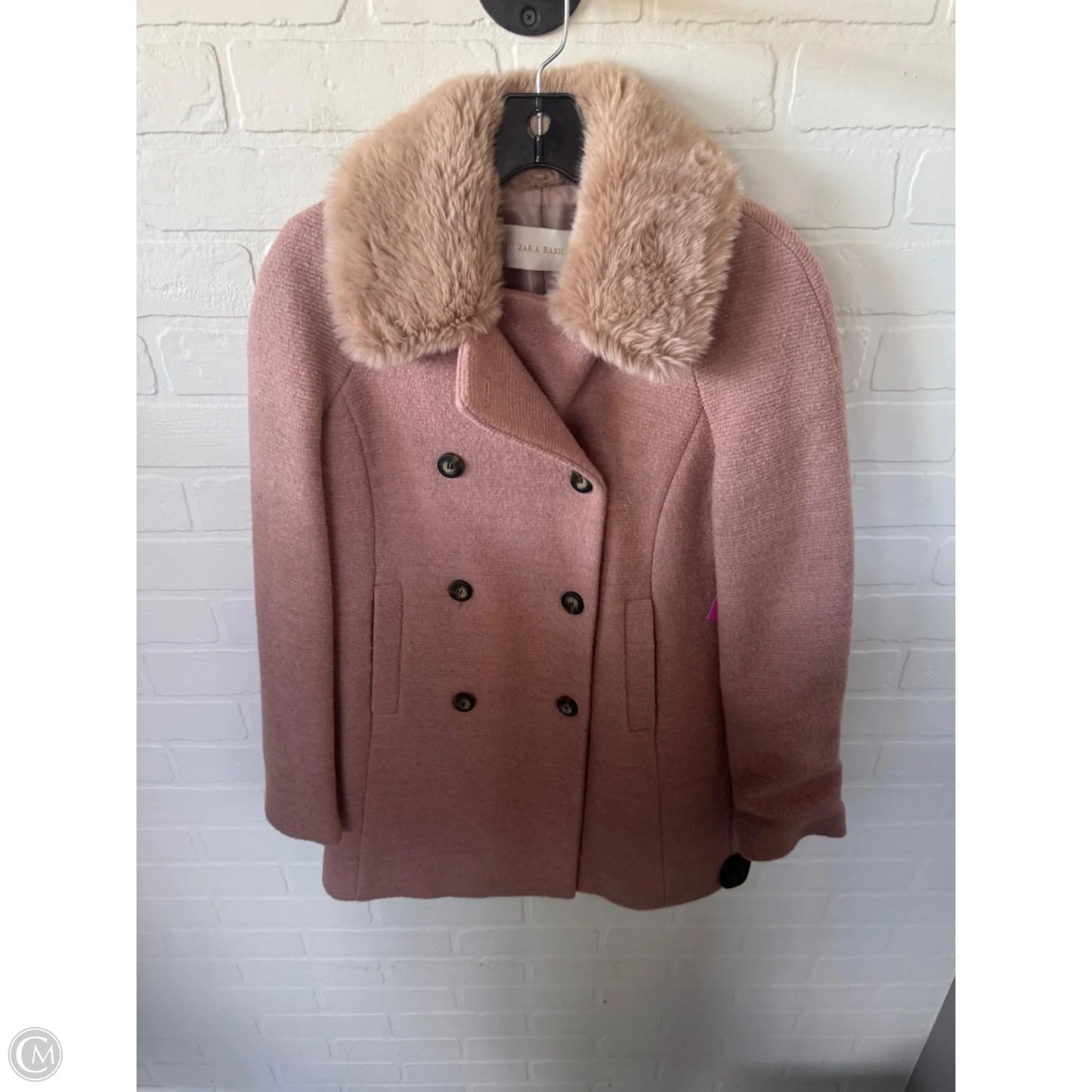 Coat Peacoat By Zara Basic In Pink, Size: Xs