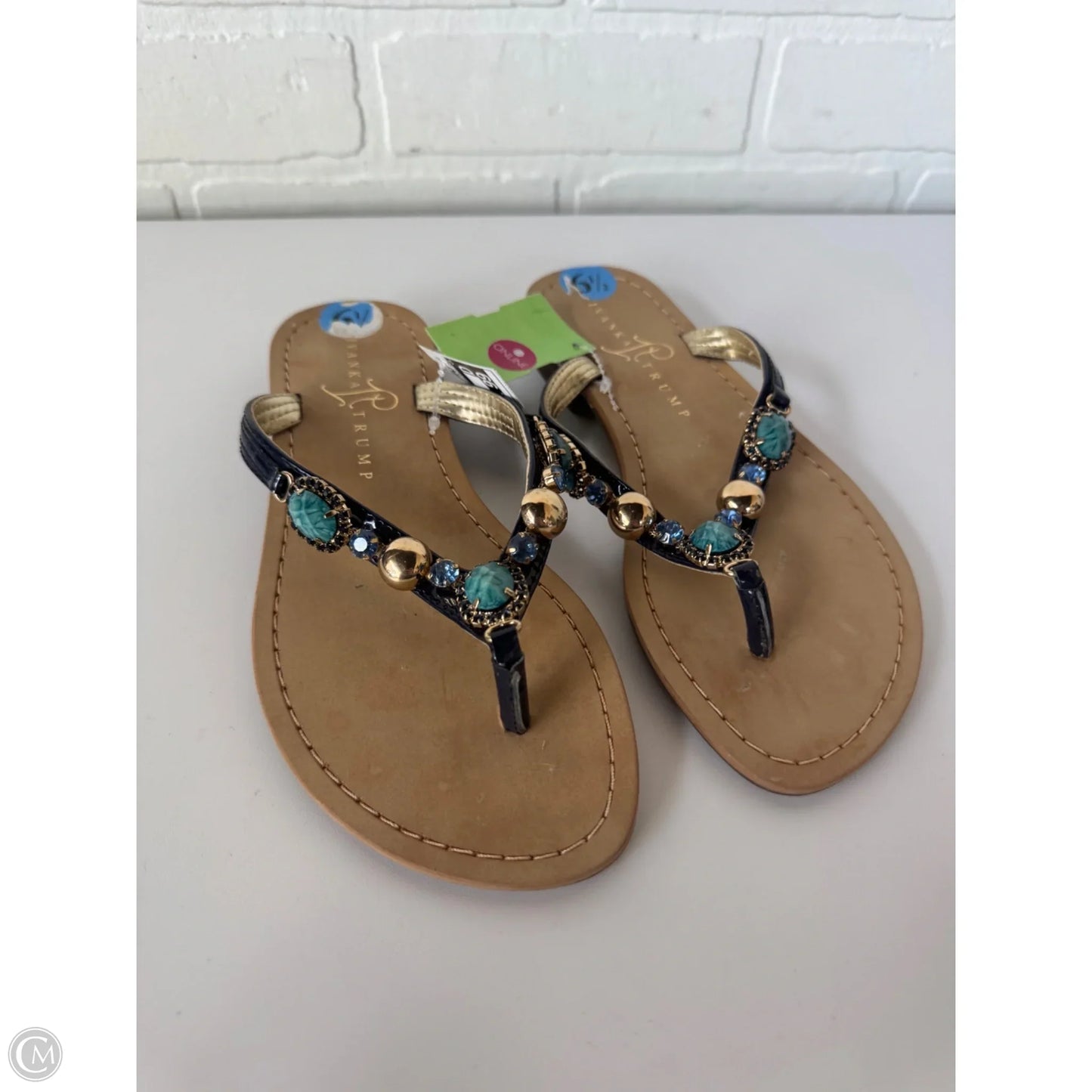 Sandals Flip Flops By Ivanka Trump In Blue & Tan, Size: 6.5