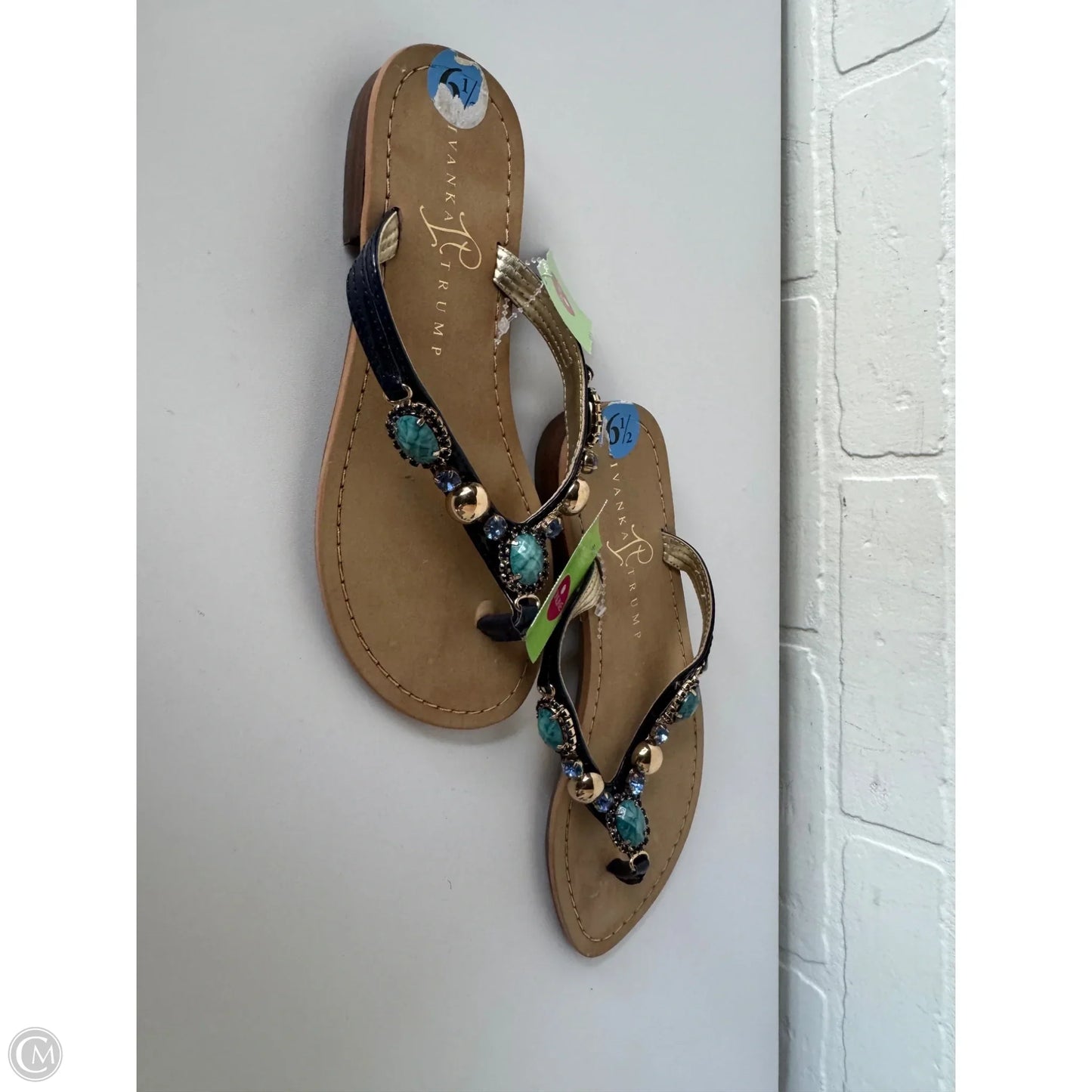 Sandals Flip Flops By Ivanka Trump In Blue & Tan, Size: 6.5