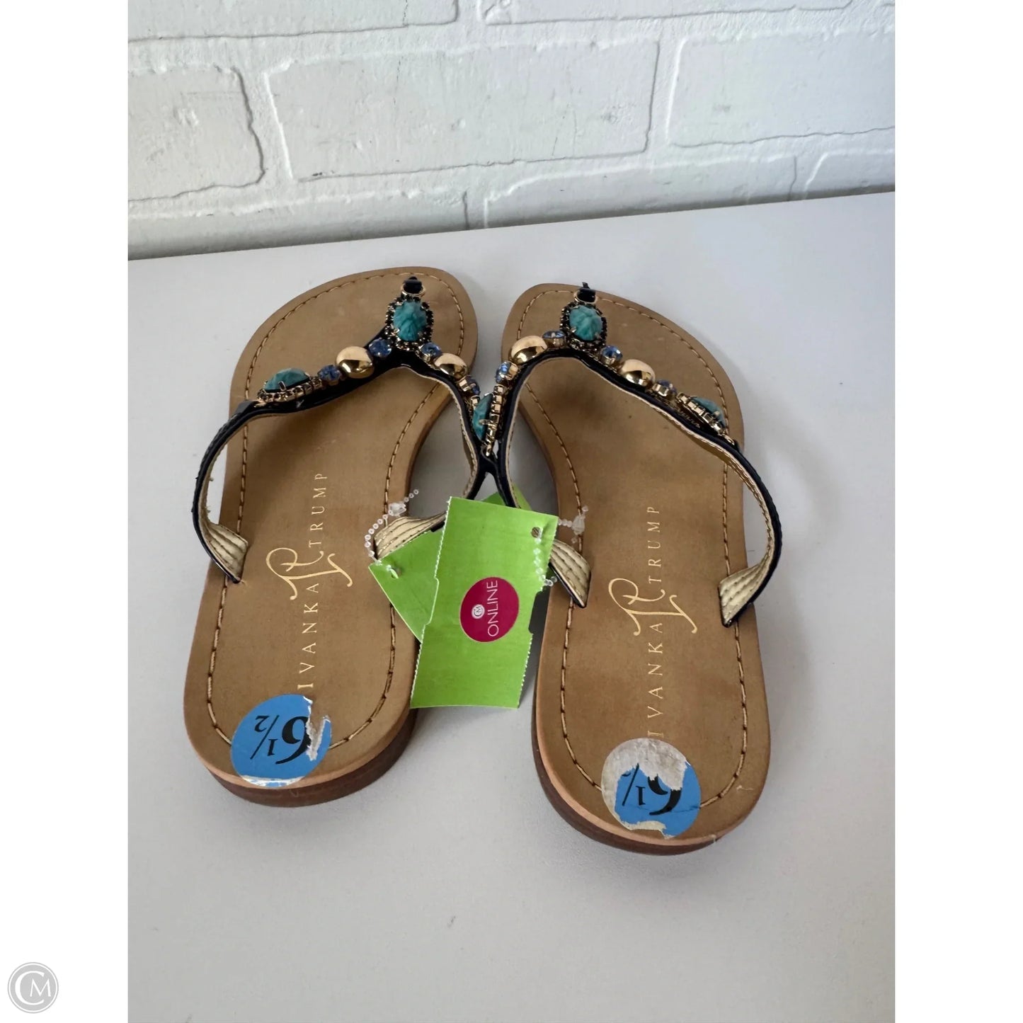 Sandals Flip Flops By Ivanka Trump In Blue & Tan, Size: 6.5