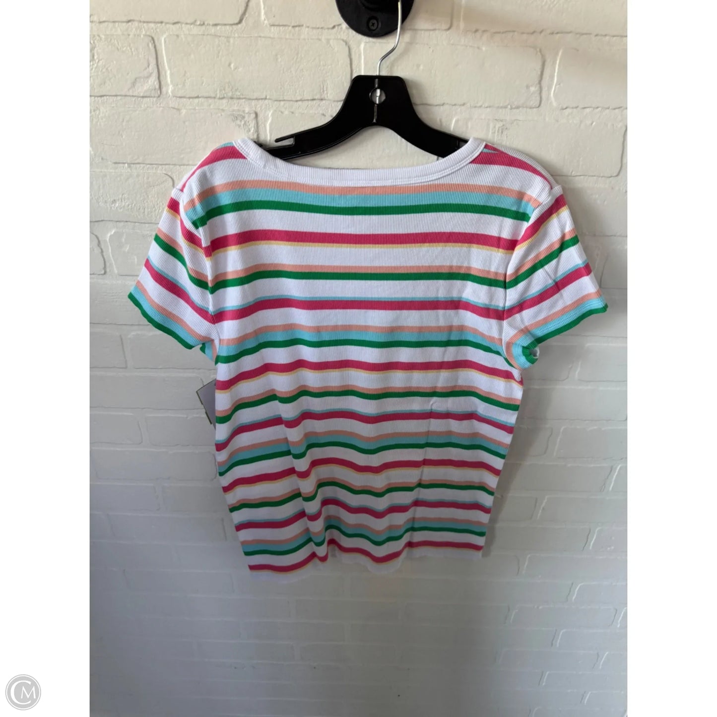 Top Short Sleeve By Talbots In Pink & White, Size: Xl